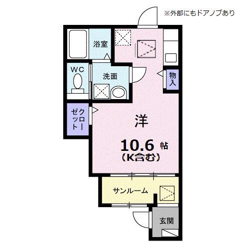 イノセントパーク(ワンルーム/1階)の間取り写真