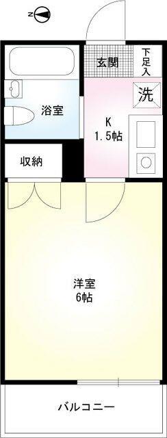 グローバルコートハウス(1K/2階)の間取り写真
