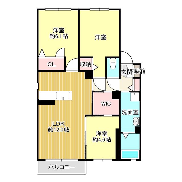 グランエスポワールB(3LDK/1階)の間取り写真
