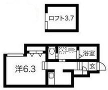 あんしん宮川町(ワンルーム/1階)の間取り写真