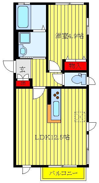 ヴィレッタ(1LDK/2階)の間取り写真