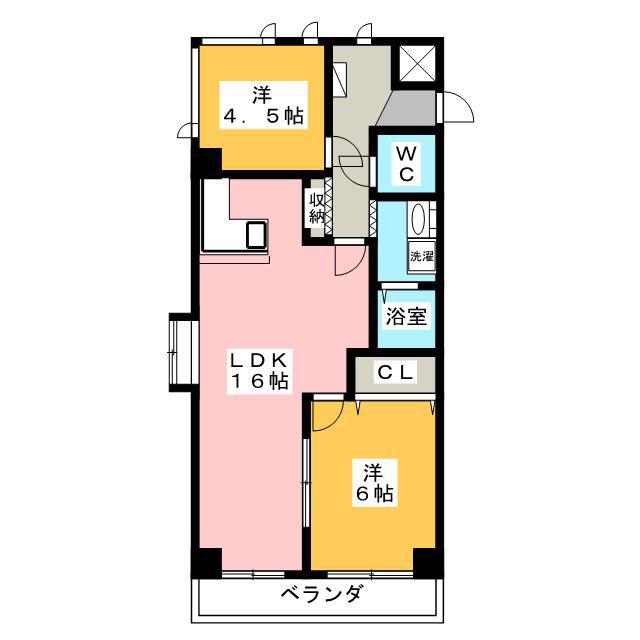 シャトレ糸貫(2LDK/2階)の間取り写真