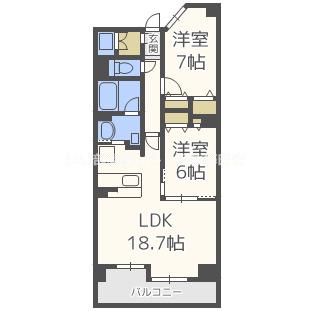 グレンパーク梅田北(2LDK/8階)の間取り写真