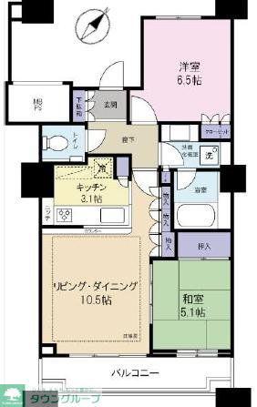 I-LINKタウンいちかわザタワーズウエスト(2LDK/40階)の間取り写真