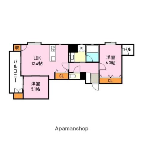 パークオーシャン桜島桟橋通(2LDK/15階)の間取り写真