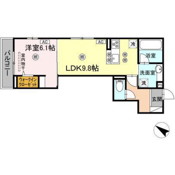 COLERMO舟入南(1LDK/2階)の間取り写真