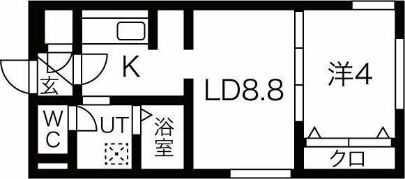 プリヴィレッジ東札幌(1LDK/3階)の間取り写真