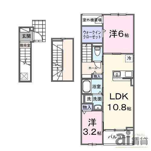 ヒカルサ狭山広瀬台フロント(2LDK/3階)の間取り写真