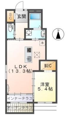 クオーレ小幡(1LDK/1階)の間取り写真