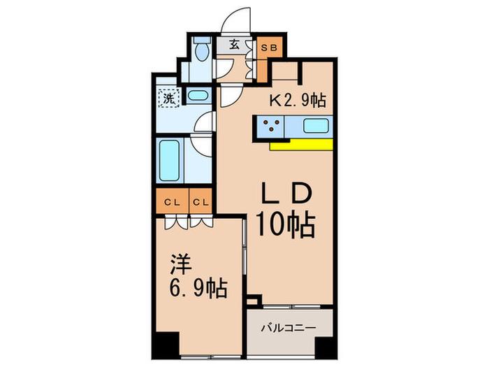 スペーシア三軒茶屋弐番館(1LDK/2階)の間取り写真