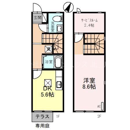 キューブ浅間台A(1SDK/1階)の間取り写真