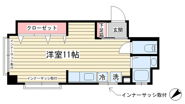 キャッスル日吉(ワンルーム/7階)の間取り写真