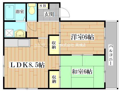 郡家シャトルマンショ1号棟(2LDK/1階)の間取り写真