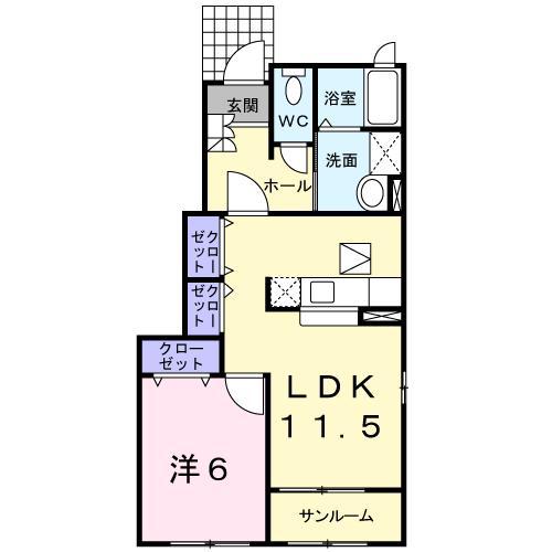 グランツ(1LDK/1階)の間取り写真