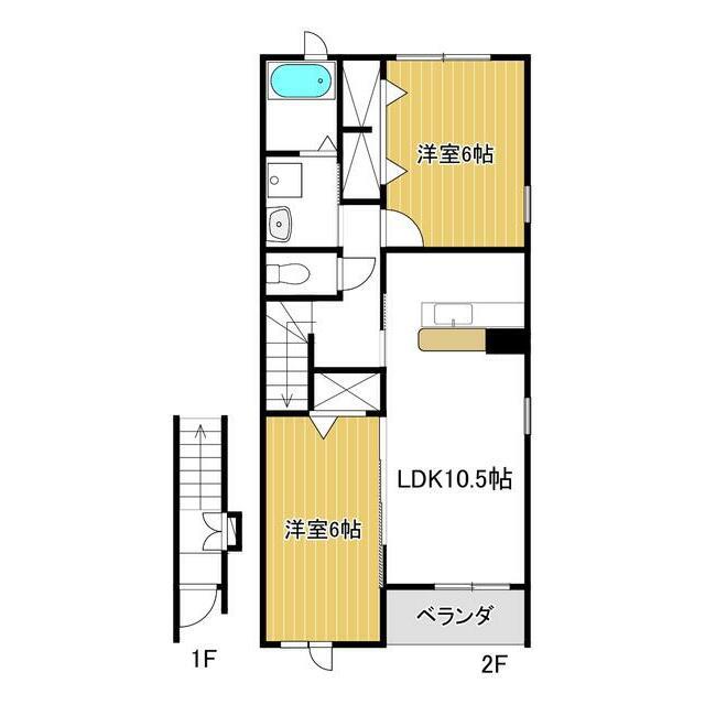エルディムイシカワG(2LDK/2階)の間取り写真