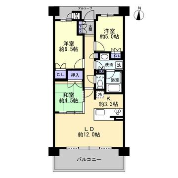 DグラフォートレイクタウンII館C館(3LDK/7階)の間取り写真