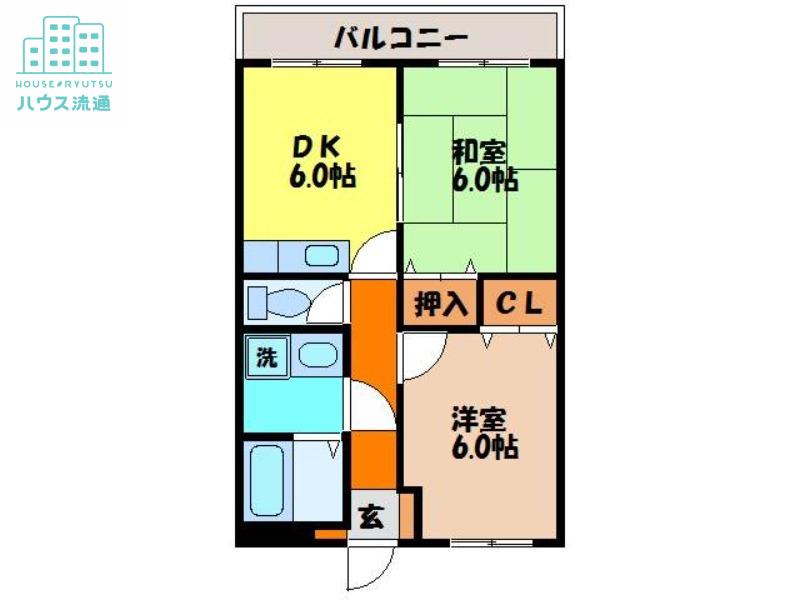 ハウスグレイシャス(2DK/1階)の間取り写真