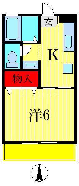 ドミール北小岩(ワンルーム/2階)の間取り写真