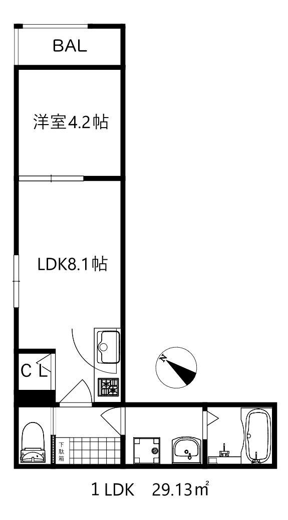 コウベエムケーシー(1LDK/1階)の間取り写真