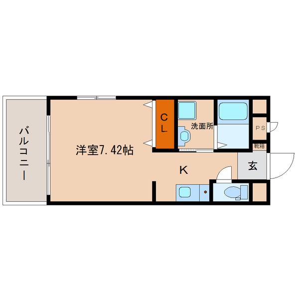 アルテマイスター橘通(1K/3階)の間取り写真