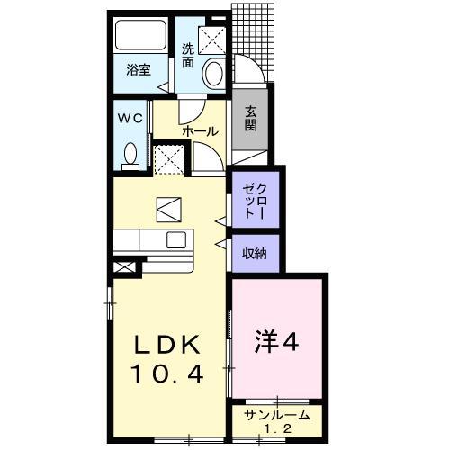 リシェル ノイ(1LDK/1階)の間取り写真