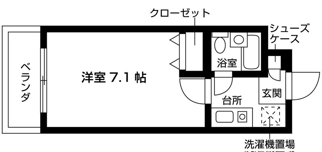 エステート朱雀(1K/3階)の間取り写真