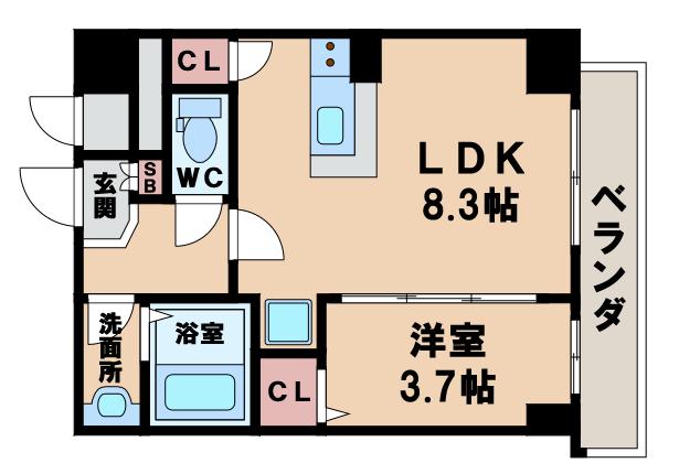 ブリリアントコートLUXE(1LDK/4階)の間取り写真