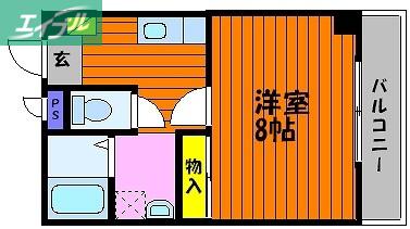 パークサイド新保(1K/3階)の間取り写真