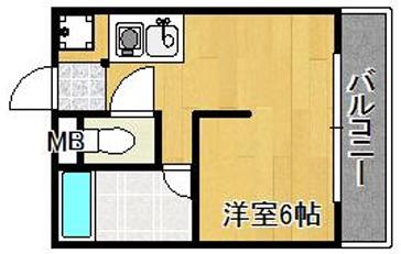 チャイナベル(1K/2階)の間取り写真