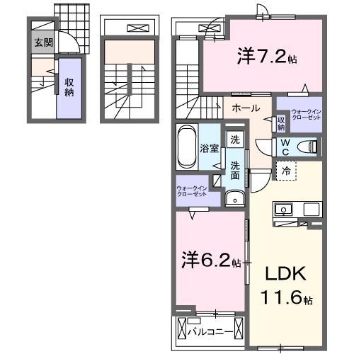 フォンド(2LDK/3階)の間取り写真