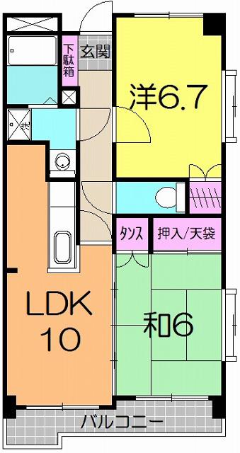 サンパレス22(2LDK/4階)の間取り写真
