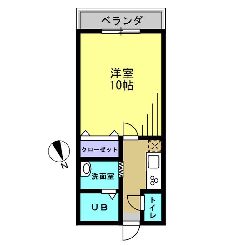 サンシャイン青山(1K/2階)の間取り写真