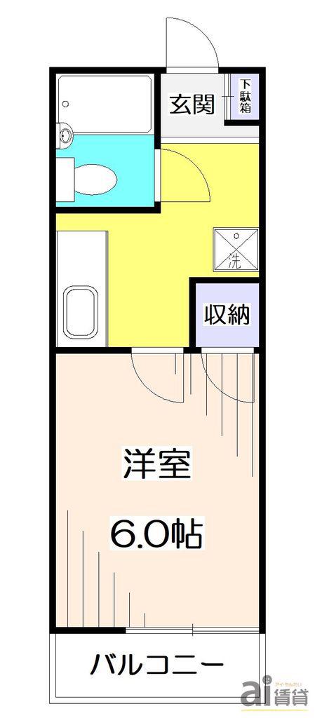 ハイツ小川(1K/2階)の間取り写真