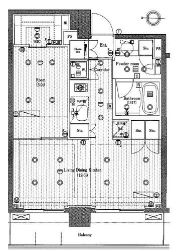 PREMIUM CUBE 菊川(1LDK/6階)の間取り写真