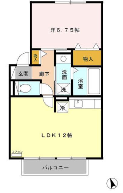 セジュール川島田(1LDK/2階)の間取り写真