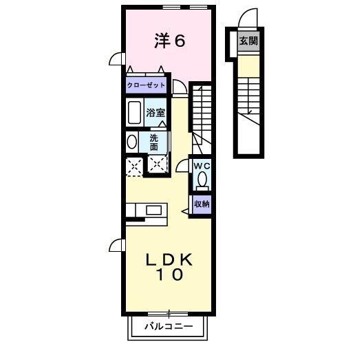 プランドール・フラット(1LDK/2階)の間取り写真