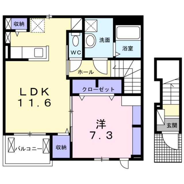 シャルム(1LDK/2階)の間取り写真