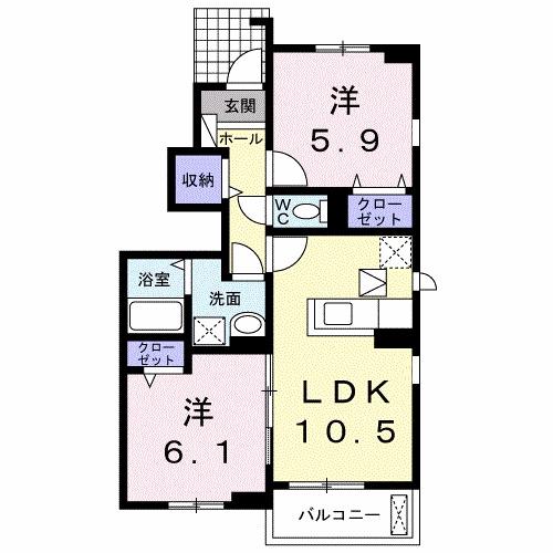 ル・グラン矢三 I(2LDK/1階)の間取り写真