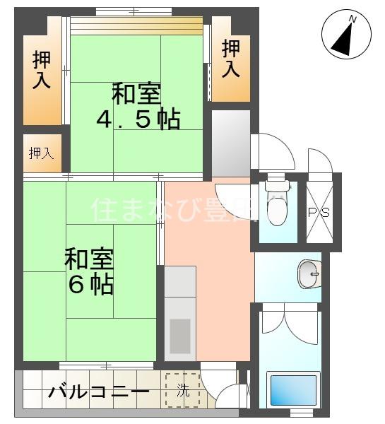 ビレッジハウス田中第二(2K/5階)の間取り写真