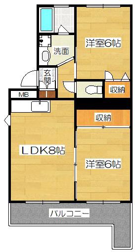 メゾン・ド・ボヌール(2LDK/4階)の間取り写真