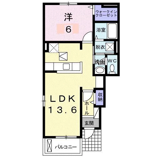 ハーモニー成合(1LDK/1階)の間取り写真