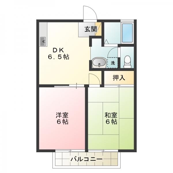 ディアス住吉(2DK/2階)の間取り写真