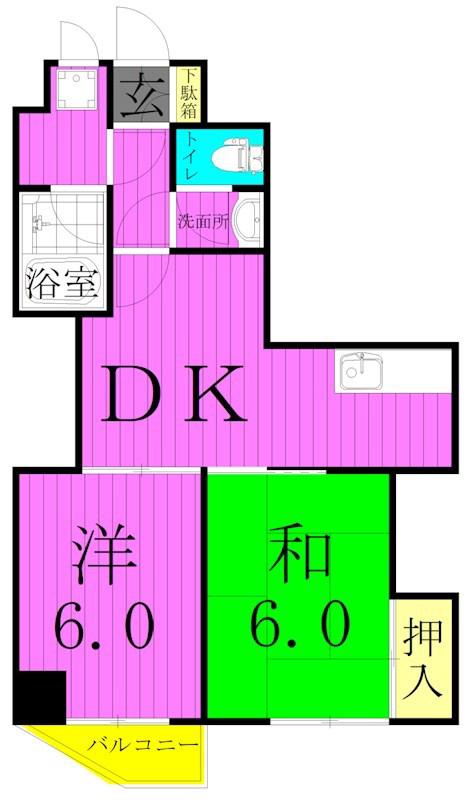 JLBグランエクリュ五反野(2DK/3階)の間取り写真