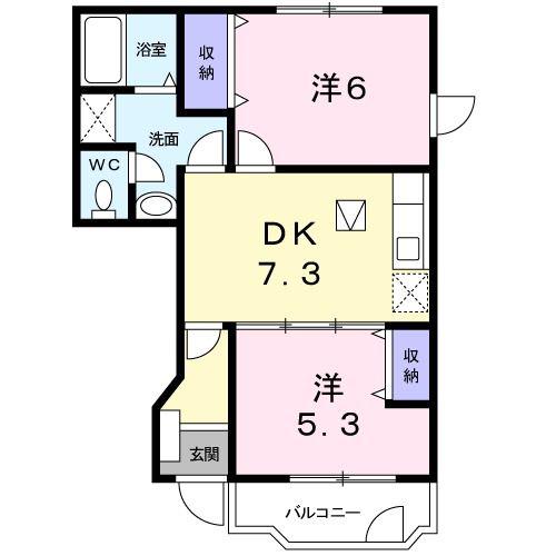 クレール カルキ A(2DK/1階)の間取り写真