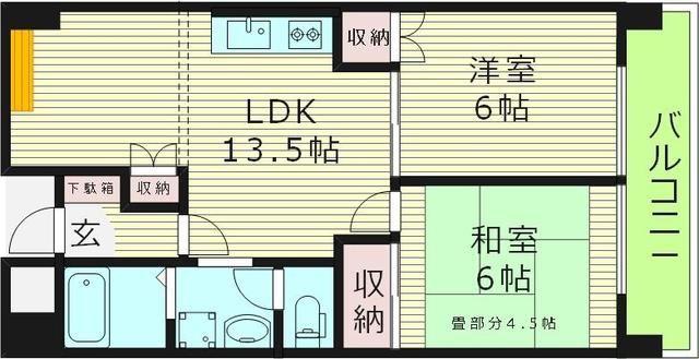 パラッツォ京橋(2LDK/5階)の間取り写真