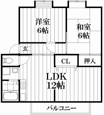 灰塚パークサイドビレッジ(2LDK/1階)の間取り写真