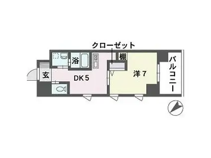 QREST博多東Ⅱ(1DK/7階)の間取り写真