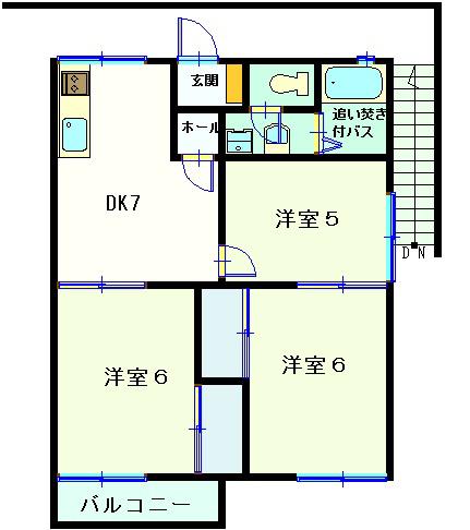 リヴェール玉前B(3DK/1階)の間取り写真