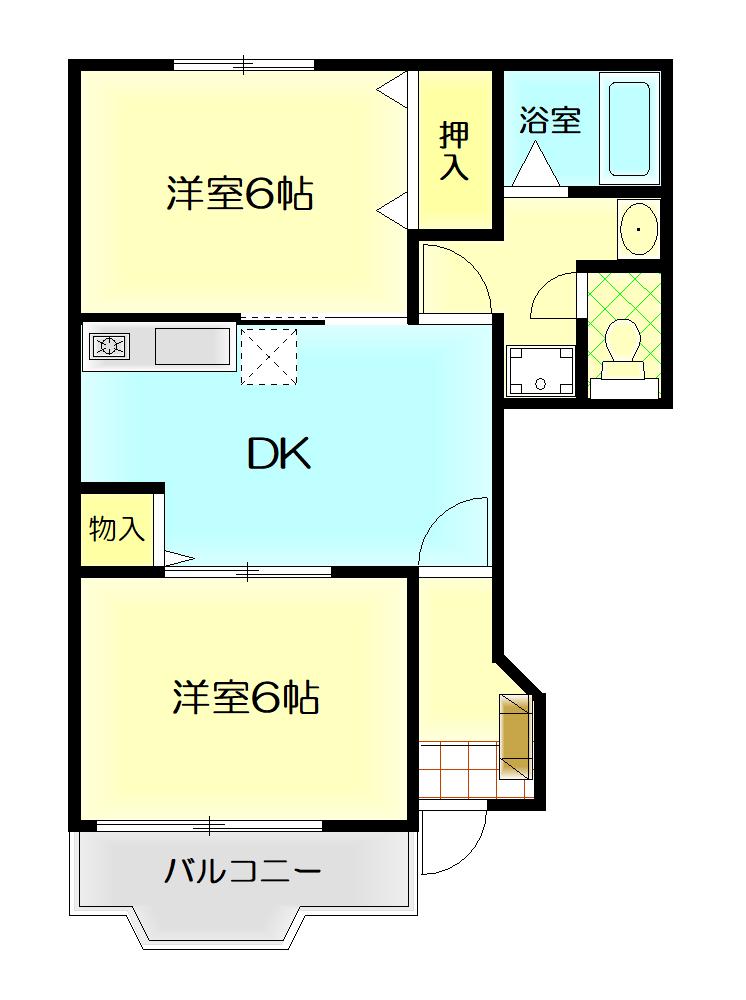 さくらそう(2DK/1階)の間取り写真