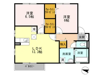 セジュール阪奈(2LDK/1階)の間取り写真